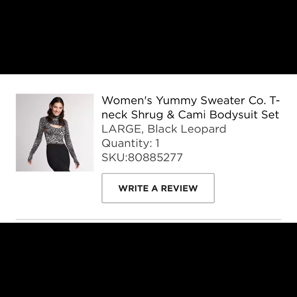 Yummy black leopard print body suit with shrug. 2 pieces.